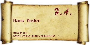 Hans Andor névjegykártya