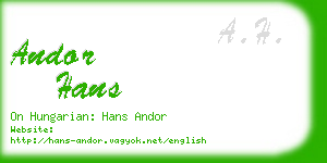 andor hans business card